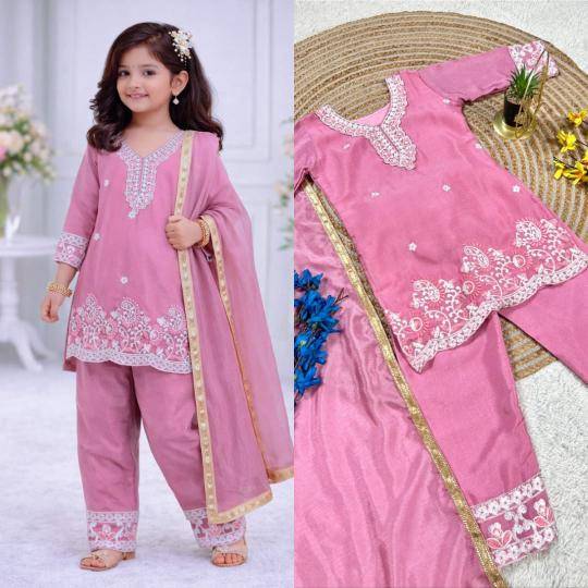 Trending New Ramzan Eid Silk Pink Children clothing manufacturers in Ahmedabad